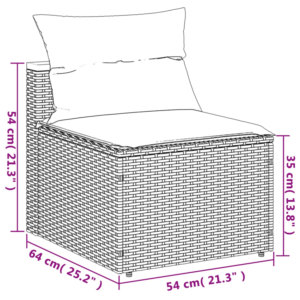 Gartensofas ohne Armlehnen mit Kissen 2 Stk Schwarz Poly Rattan