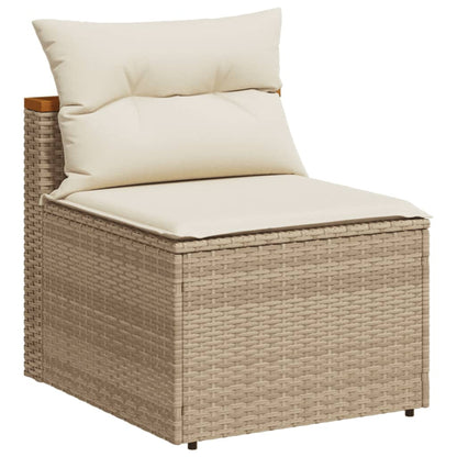 Gartensofas ohne Armlehnen mit Kissen 2 Stk. Beige Poly Rattan