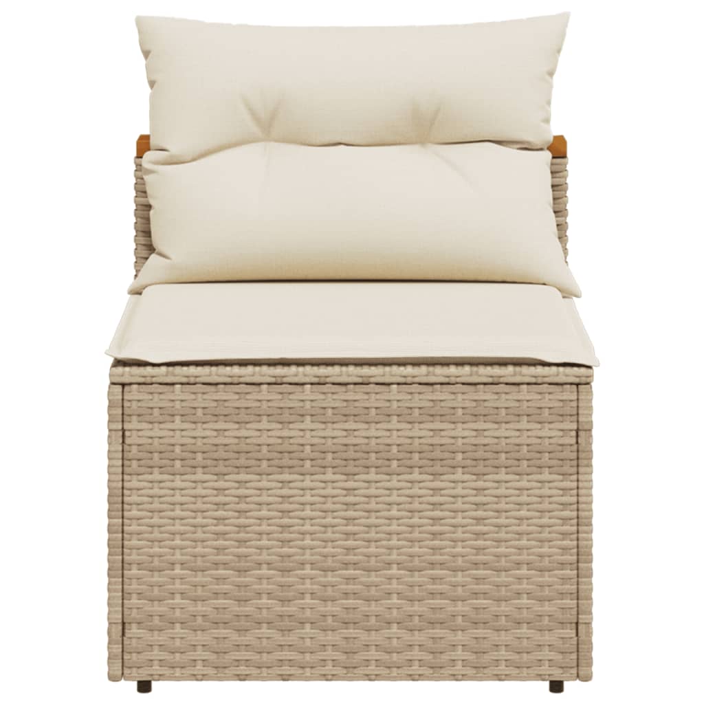 Gartensofas ohne Armlehnen mit Kissen 2 Stk. Beige Poly Rattan