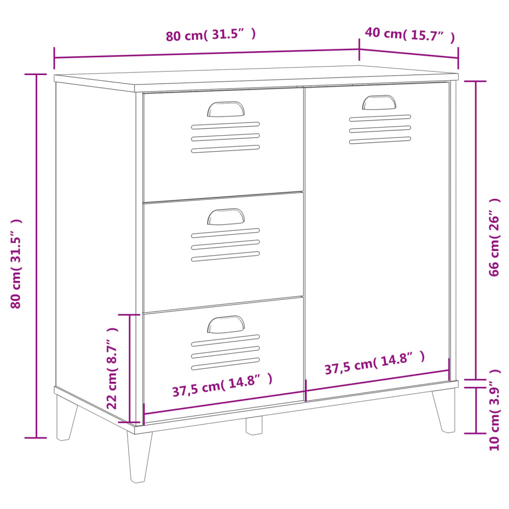 Sideboard VIKEN Weiß 80x40x80 cm Holzwerkstoff