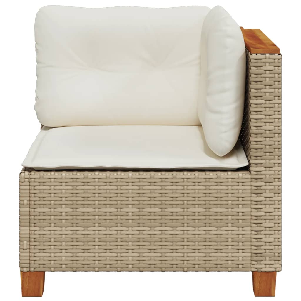 Garten-Ecksofa mit Kissen Beige Poly Rattan