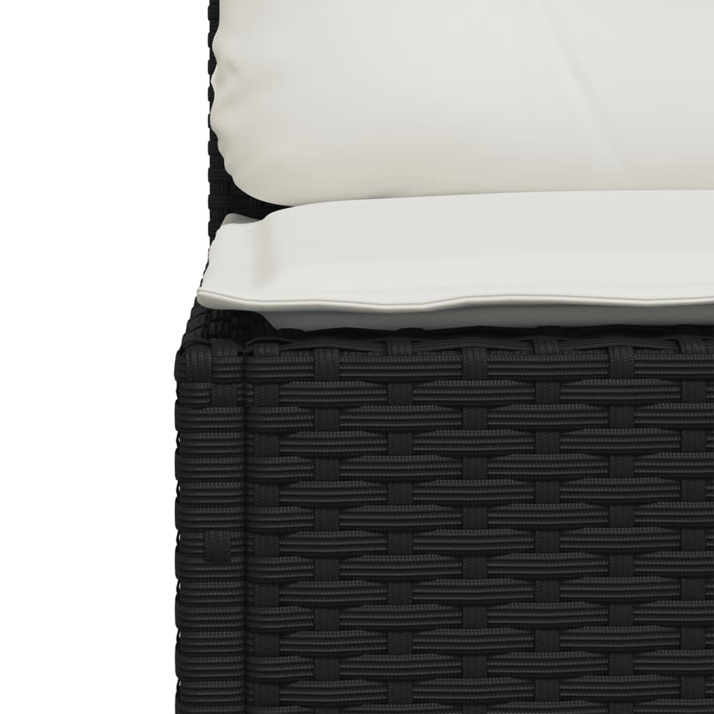 Gartensofa ohne Armlehnen mit Kissen Schwarz Poly Rattan