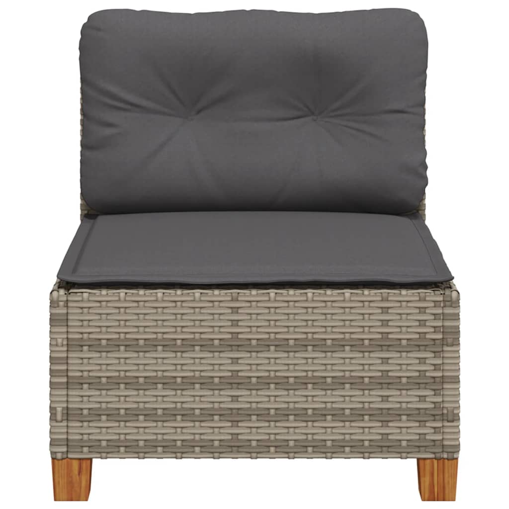 Gartensofa ohne Armlehnen mit Kissen Grau Poly Rattan