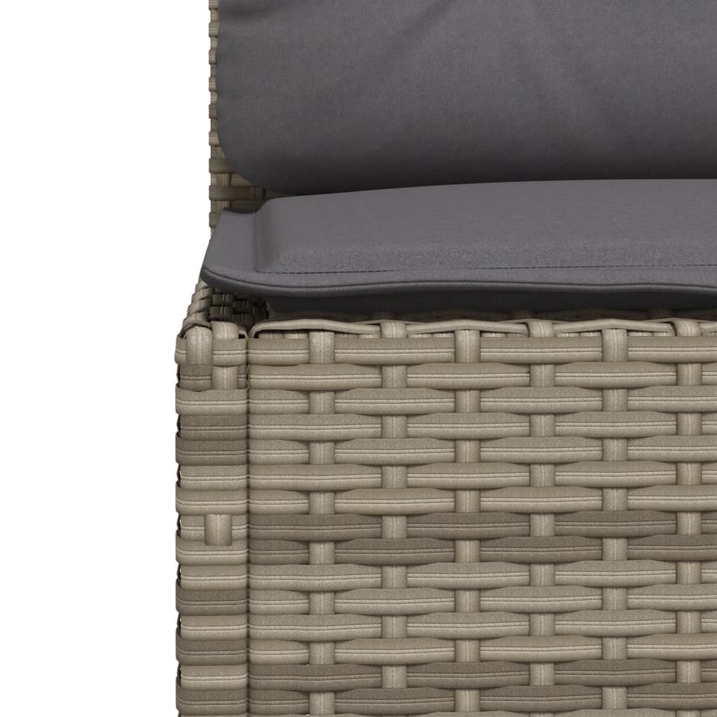 Gartensofa ohne Armlehnen mit Kissen Grau Poly Rattan