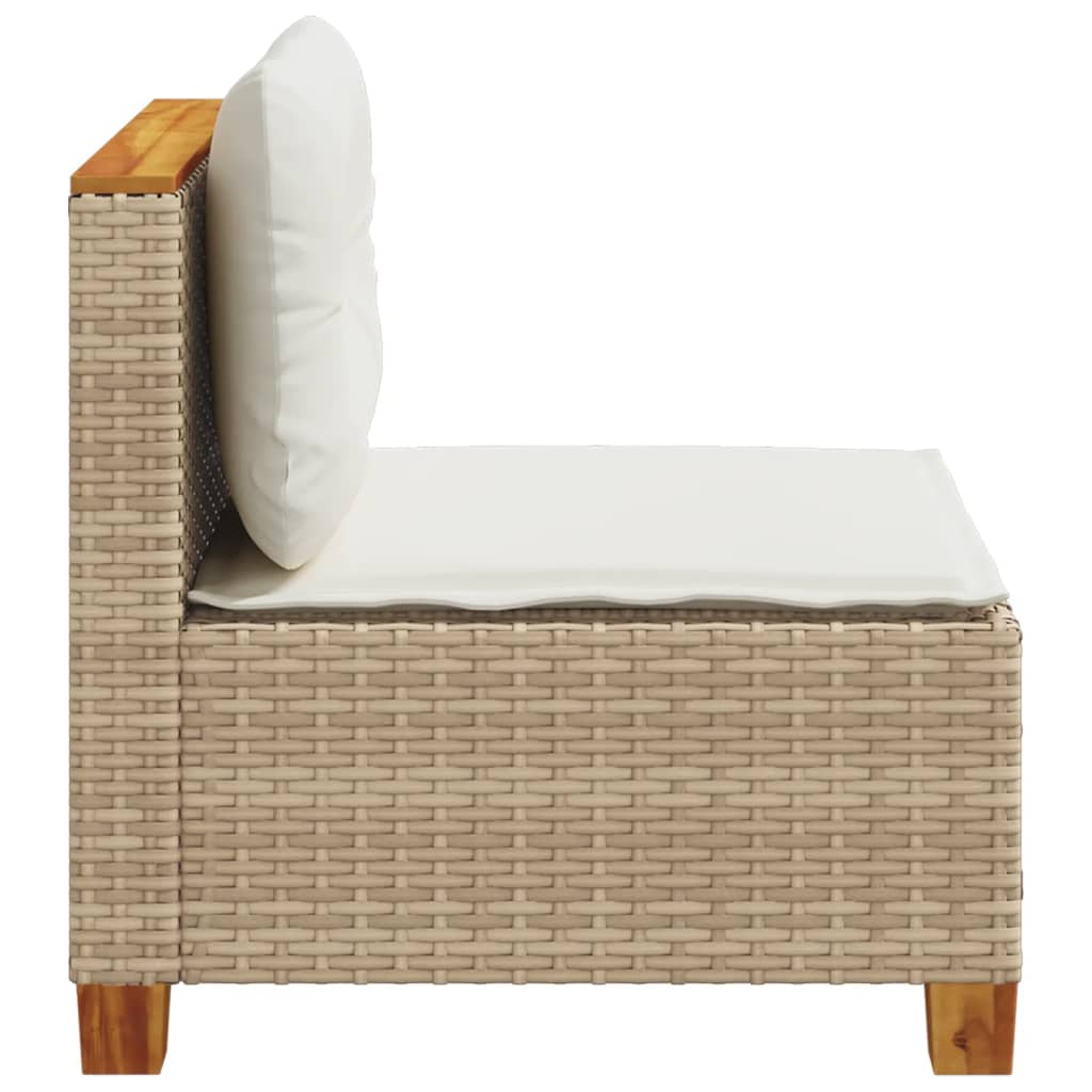 Gartensofa ohne Armlehnen mit Kissen Beige Poly Rattan