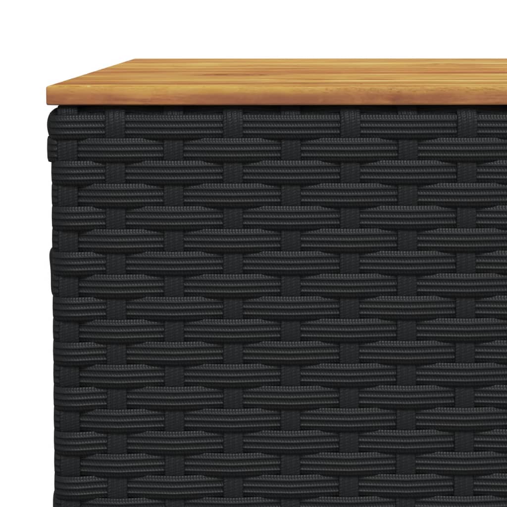 Gartentisch Schwarz 55x55x36 cm Poly Rattan Akazienholz