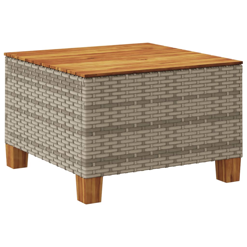 Gartentisch Grau 55x55x36 cm Poly Rattan Akazienholz