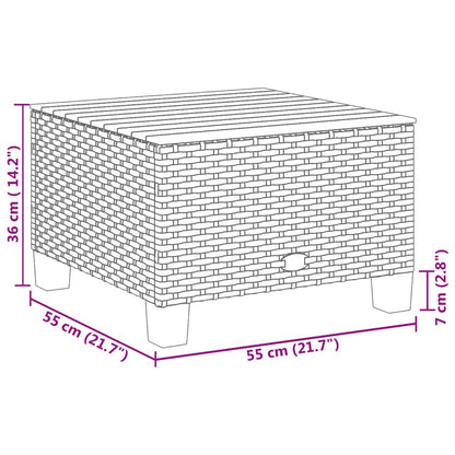 Gartentisch Grau 55x55x36 cm Poly Rattan Akazienholz