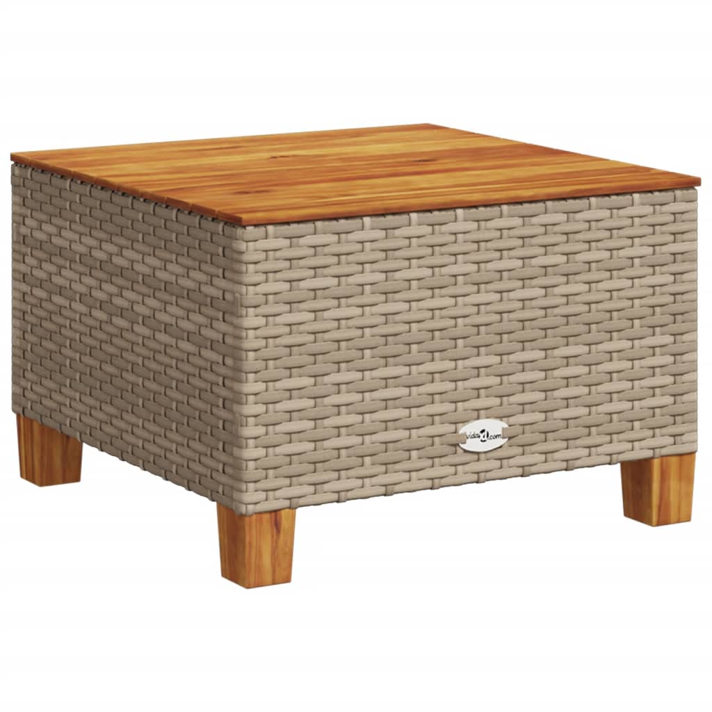 Gartentisch Beige 55x55x36 cm Poly Rattan Akazienholz