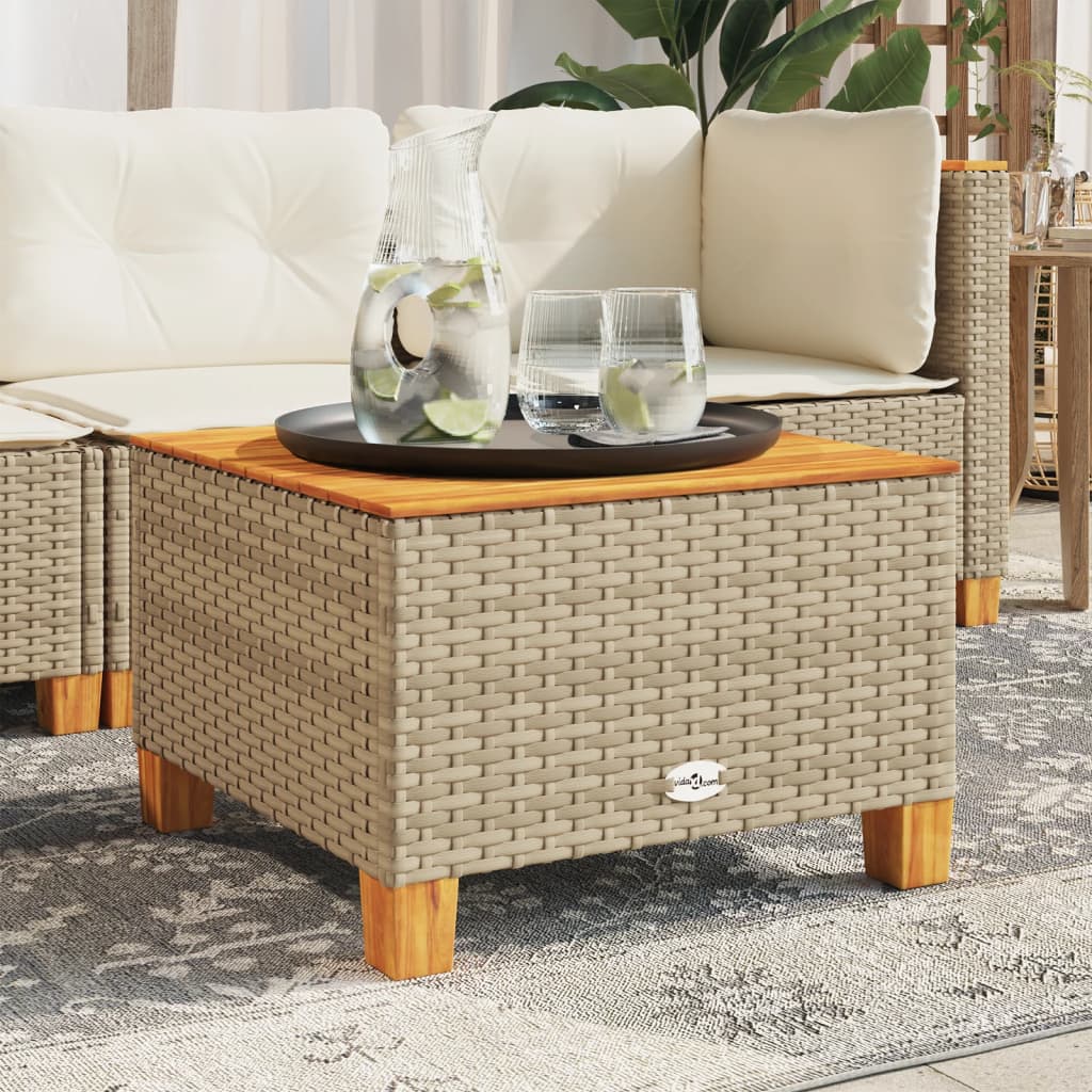 Gartentisch Beige 55x55x36 cm Poly Rattan Akazienholz