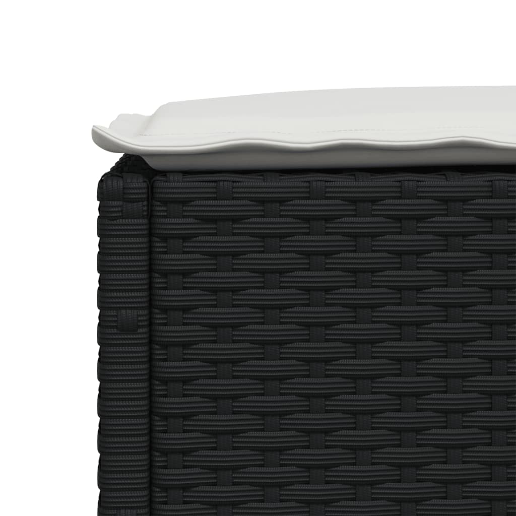 Gartenhocker mit Kissen Schwarz 63,5x56x32 cm Poly Rattan