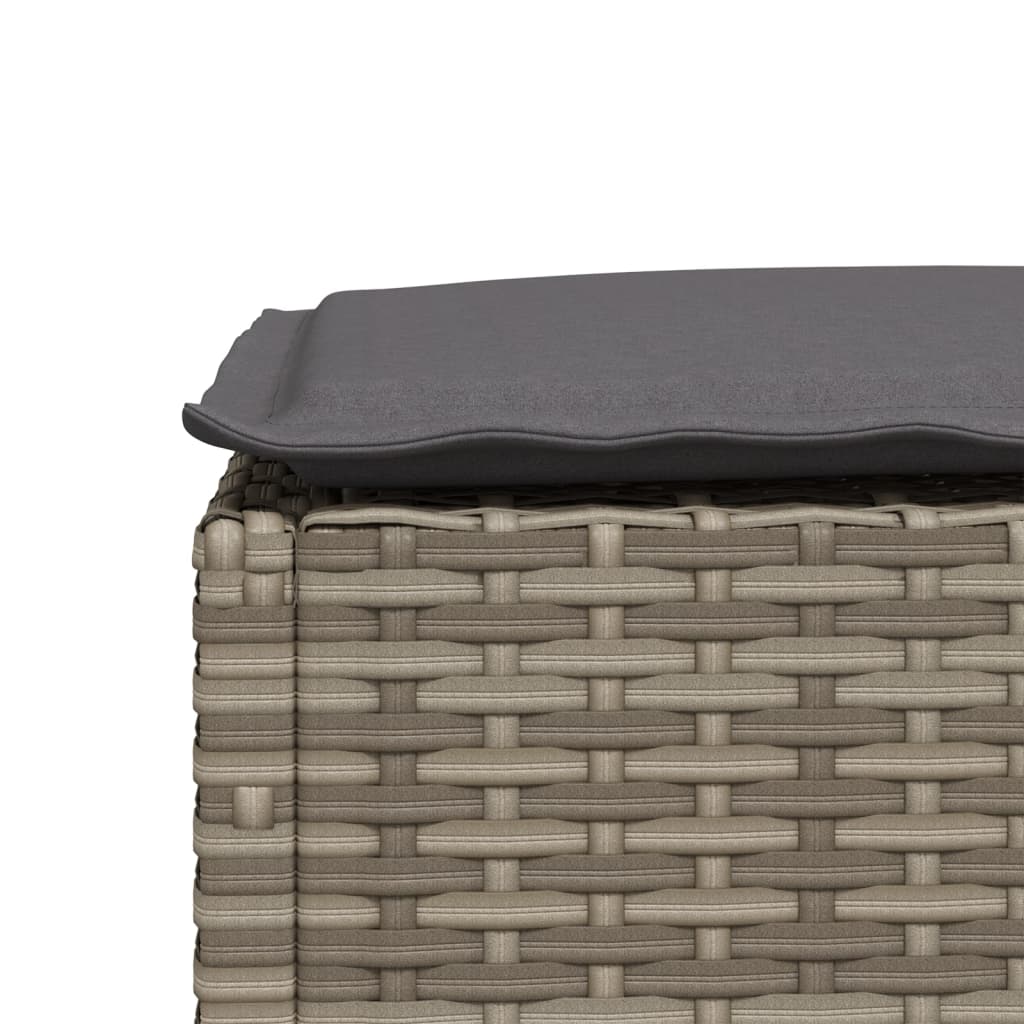 Gartenhocker mit Kissen Grau 63,5x56x32 cm Poly Rattan