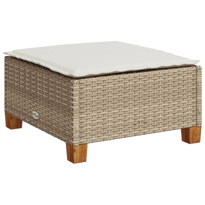 Gartenhocker mit Kissen Beige 63,5x56x32 cm Poly Rattan