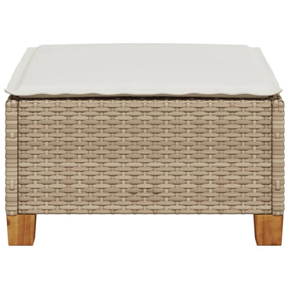 Gartenhocker mit Kissen Beige 63,5x56x32 cm Poly Rattan