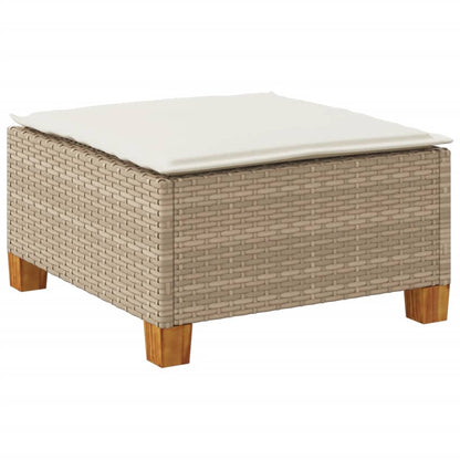 Gartenhocker mit Kissen Beige 63,5x56x32 cm Poly Rattan