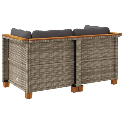 Garten-Ecksofas mit Kissen 2 Stk. Grau Poly Rattan