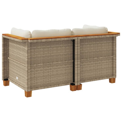 Garten-Ecksofas mit Kissen 2 Stk. Beige Poly Rattan