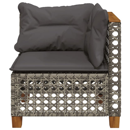 Garten-Ecksofa mit Kissen Grau Poly Rattan