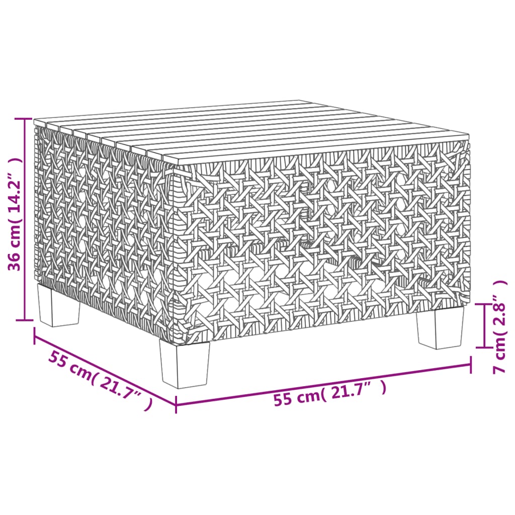 Gartentisch Grau 55x55x36 cm Poly Rattan Akazienholz