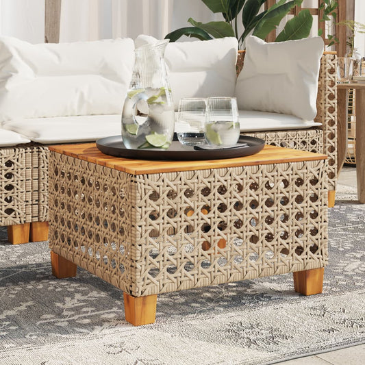 Gartentisch Beige 55x55x36 cm Poly Rattan Akazienholz