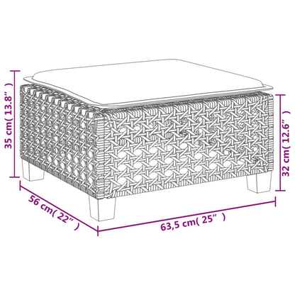 Gartenhocker mit Kissen Grau 63,5x56x32 cm Poly Rattan