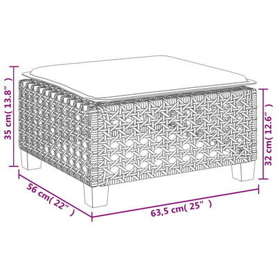 Gartenhocker mit Kissen Grau 63,5x56x32 cm Poly Rattan