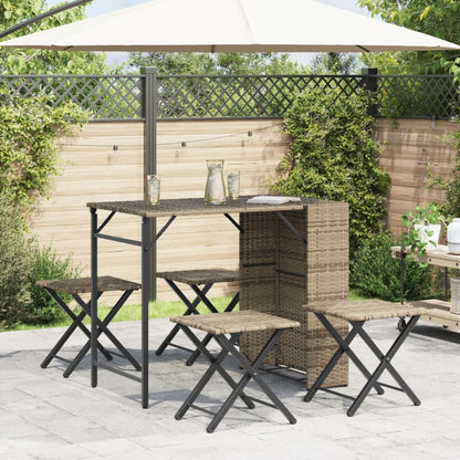 5-tlg. Garten-Essgruppe Klappbar Beige Poly Rattan