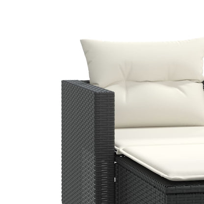 Gartensofa 2-Sitzer mit Hockern Schwarz Poly Rattan