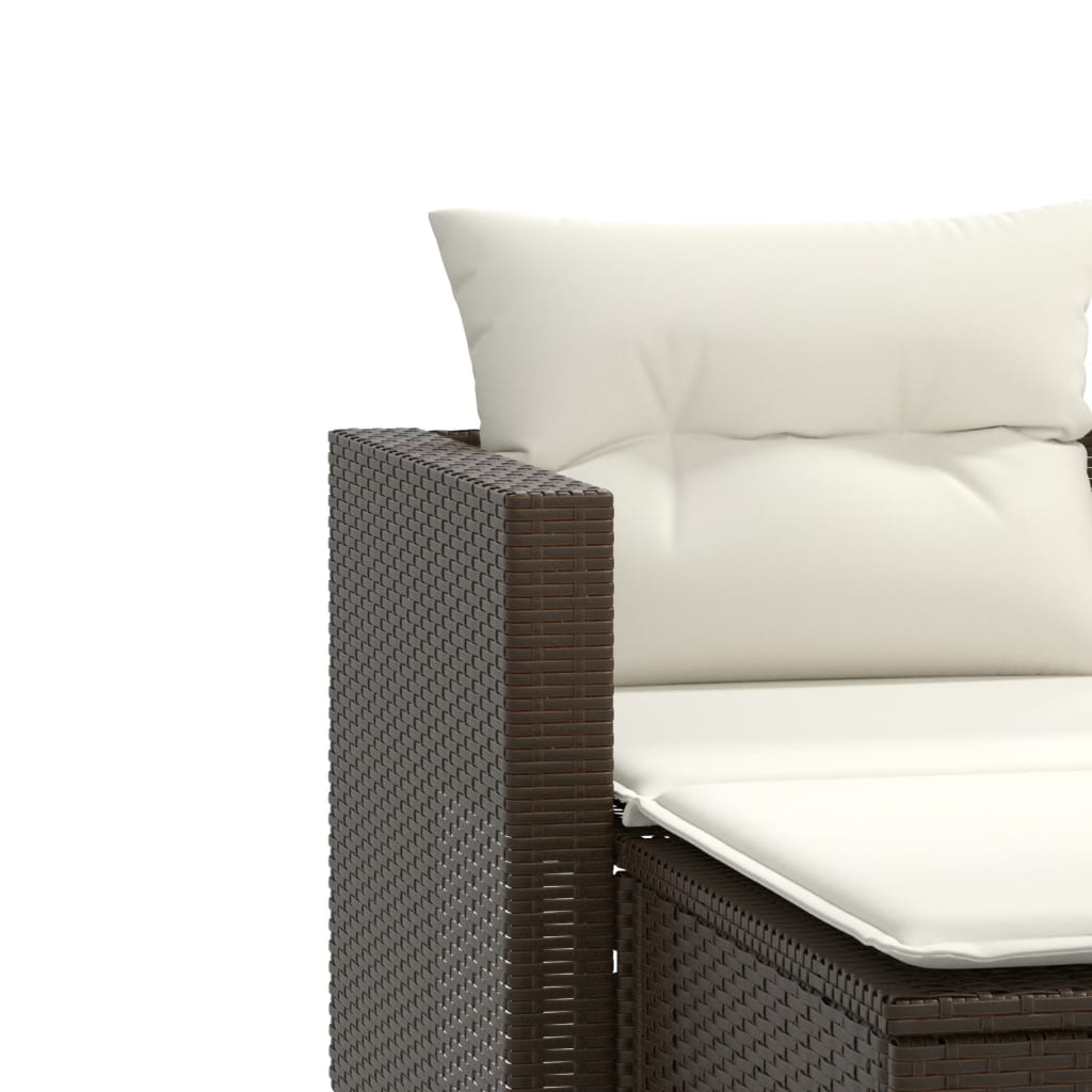 Gartensofa 2-Sitzer mit Hockern Braun Poly Rattan