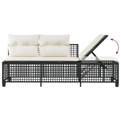 3-tlg. Garten-Ecksofa-Set mit Kissen Schwarz Poly Rattan