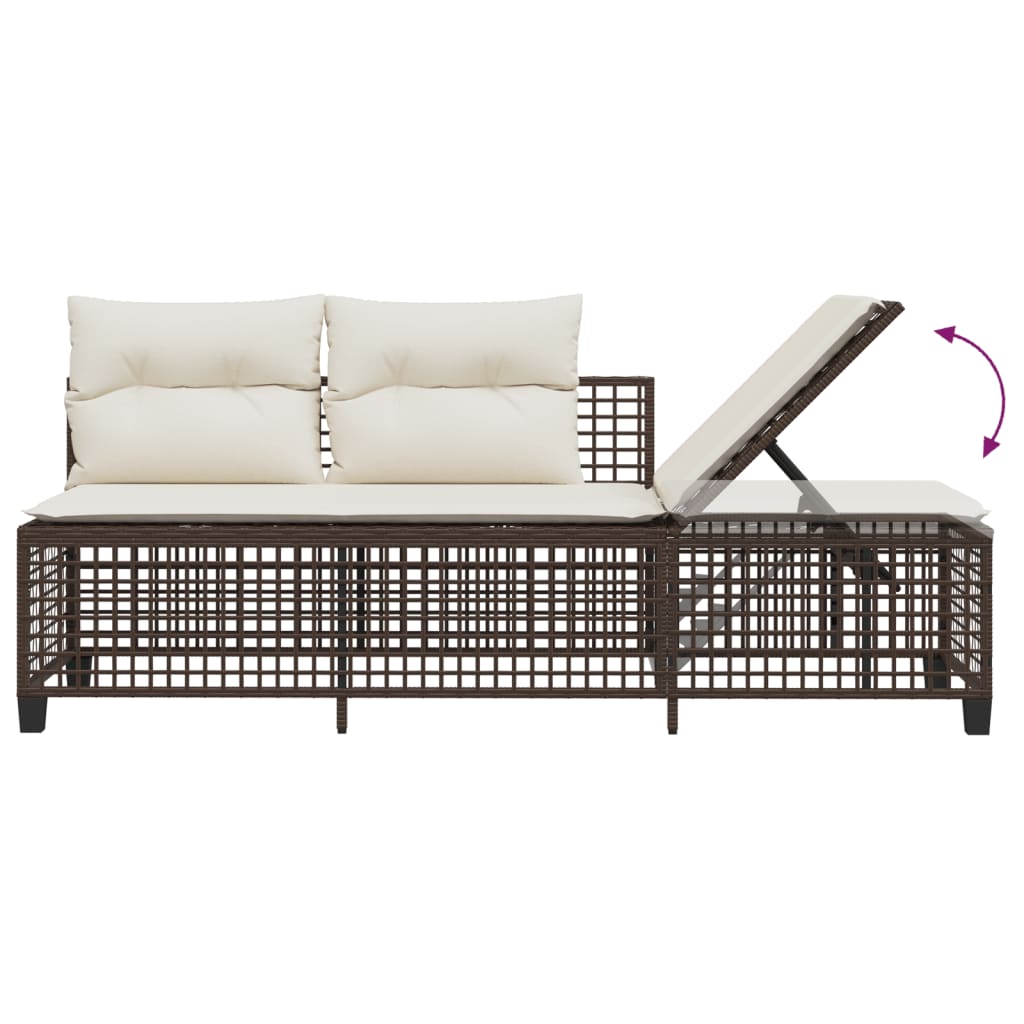 3-tlg. Garten-Ecksofa-Set mit Kissen Braun Poly Rattan