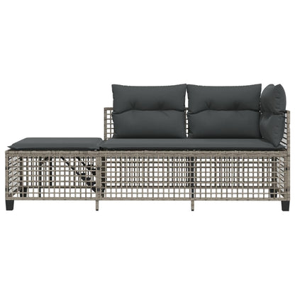 3-tlg. Garten-Ecksofa-Set mit Kissen Grau Poly Rattan