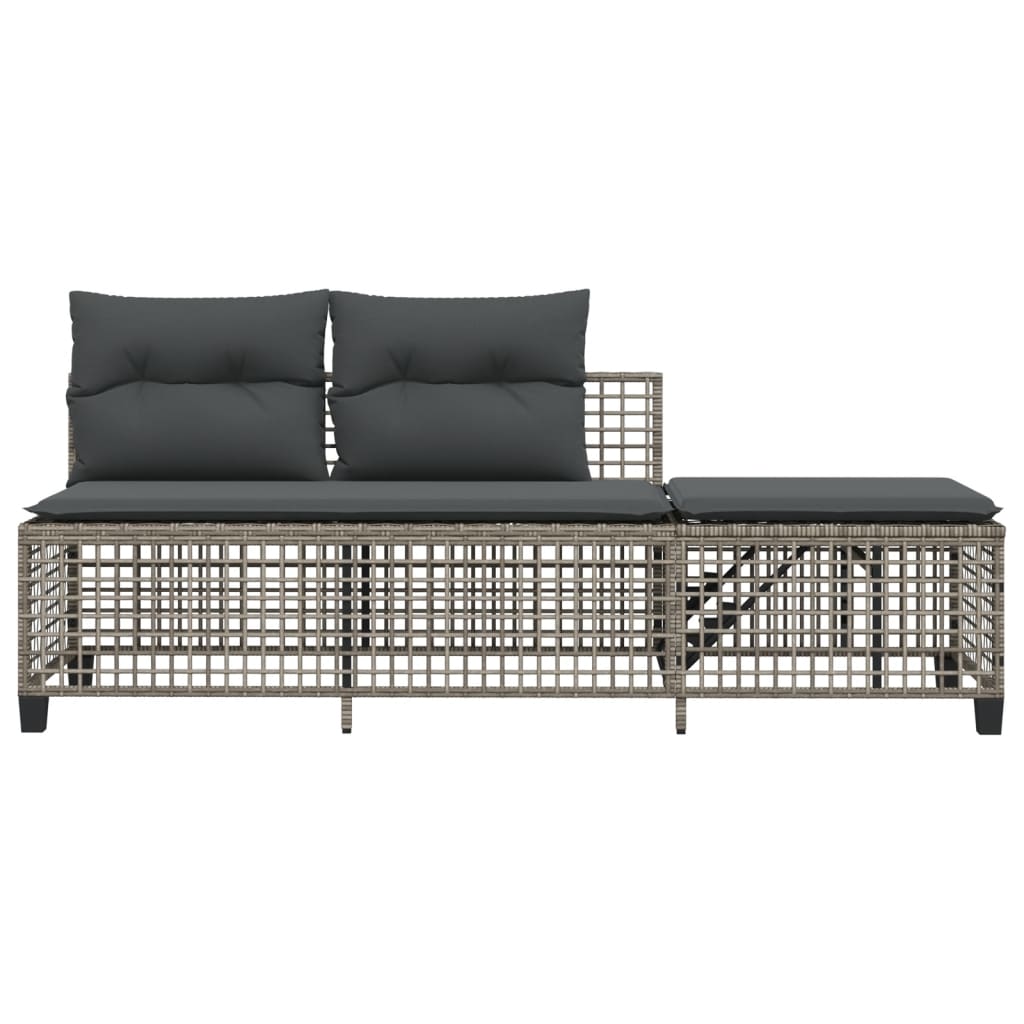 3-tlg. Garten-Ecksofa-Set mit Kissen Grau Poly Rattan