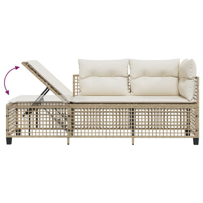 3-tlg. Garten-Ecksofa-Set mit Kissen Beige Poly Rattan