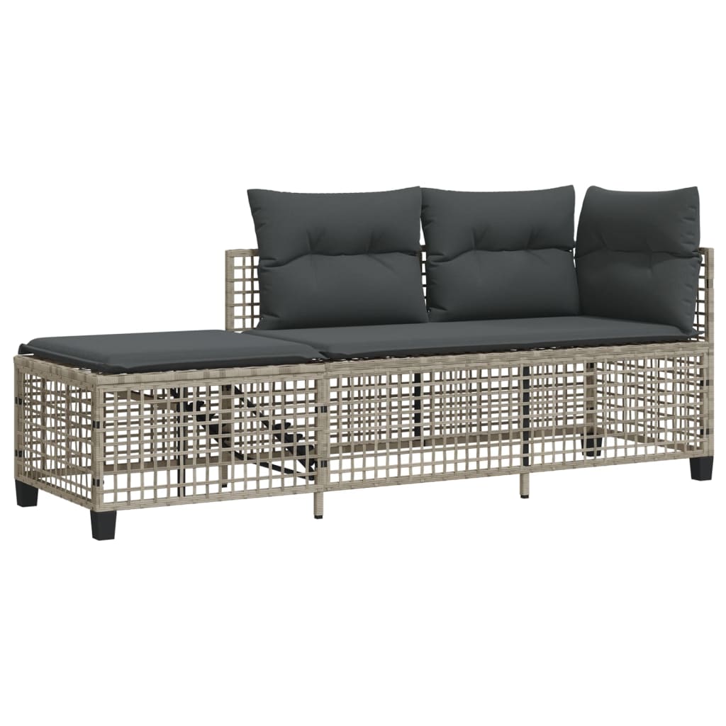 3-tlg. Garten-Ecksofa-Set mit Kissen Hellgrau Poly Rattan