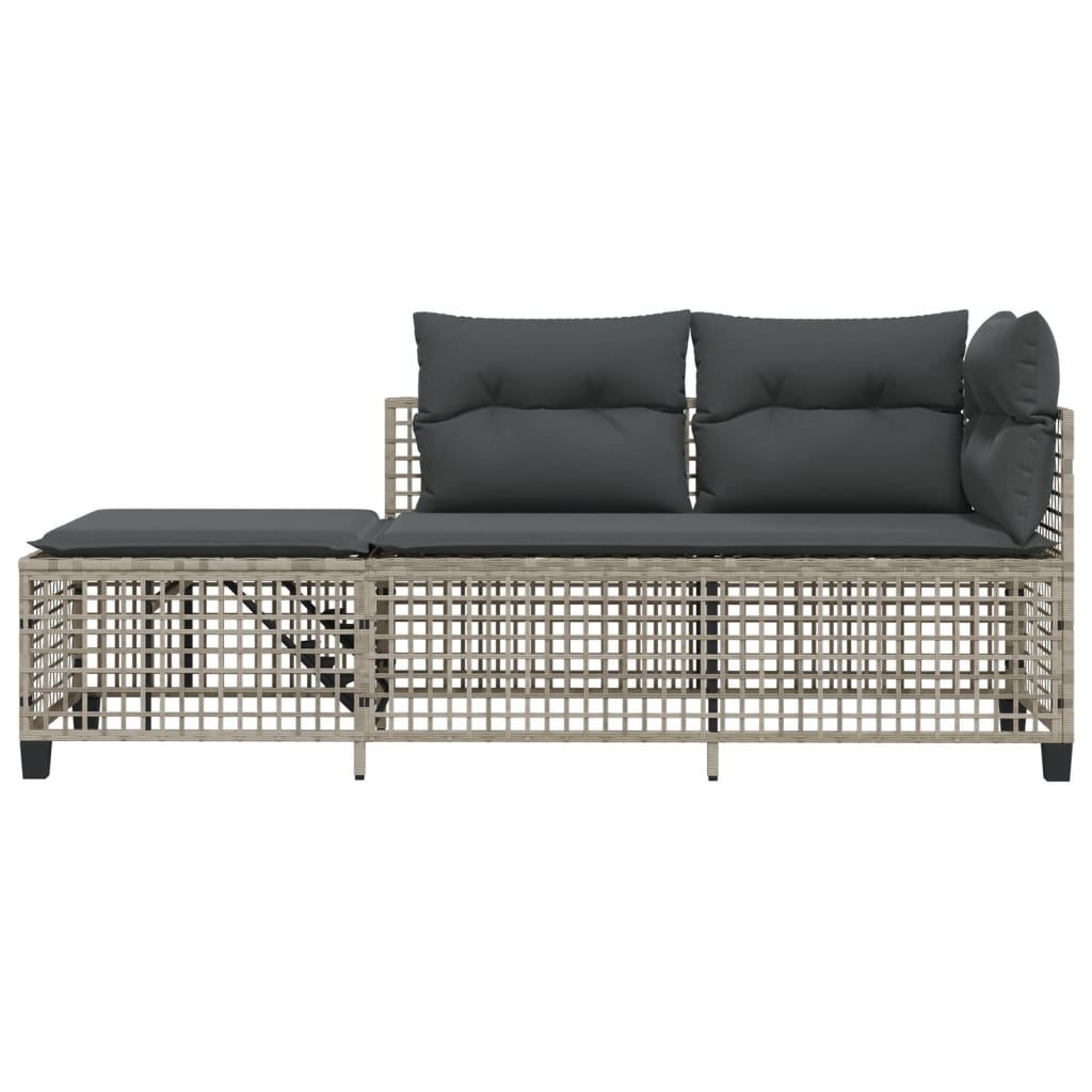 3-tlg. Garten-Ecksofa-Set mit Kissen Hellgrau Poly Rattan