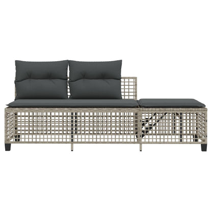 3-tlg. Garten-Ecksofa-Set mit Kissen Hellgrau Poly Rattan