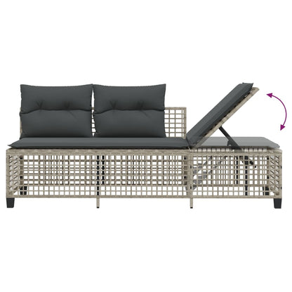 3-tlg. Garten-Ecksofa-Set mit Kissen Hellgrau Poly Rattan