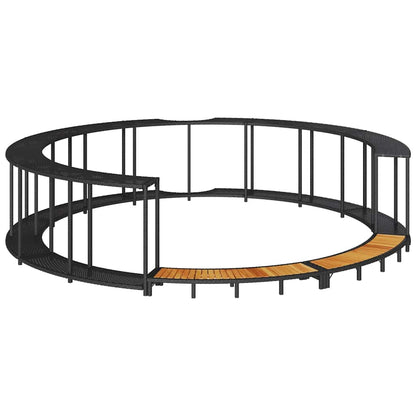 Whirlpool-Umrandung mit Stauraum Holztreppe Schwarz Poly Rattan