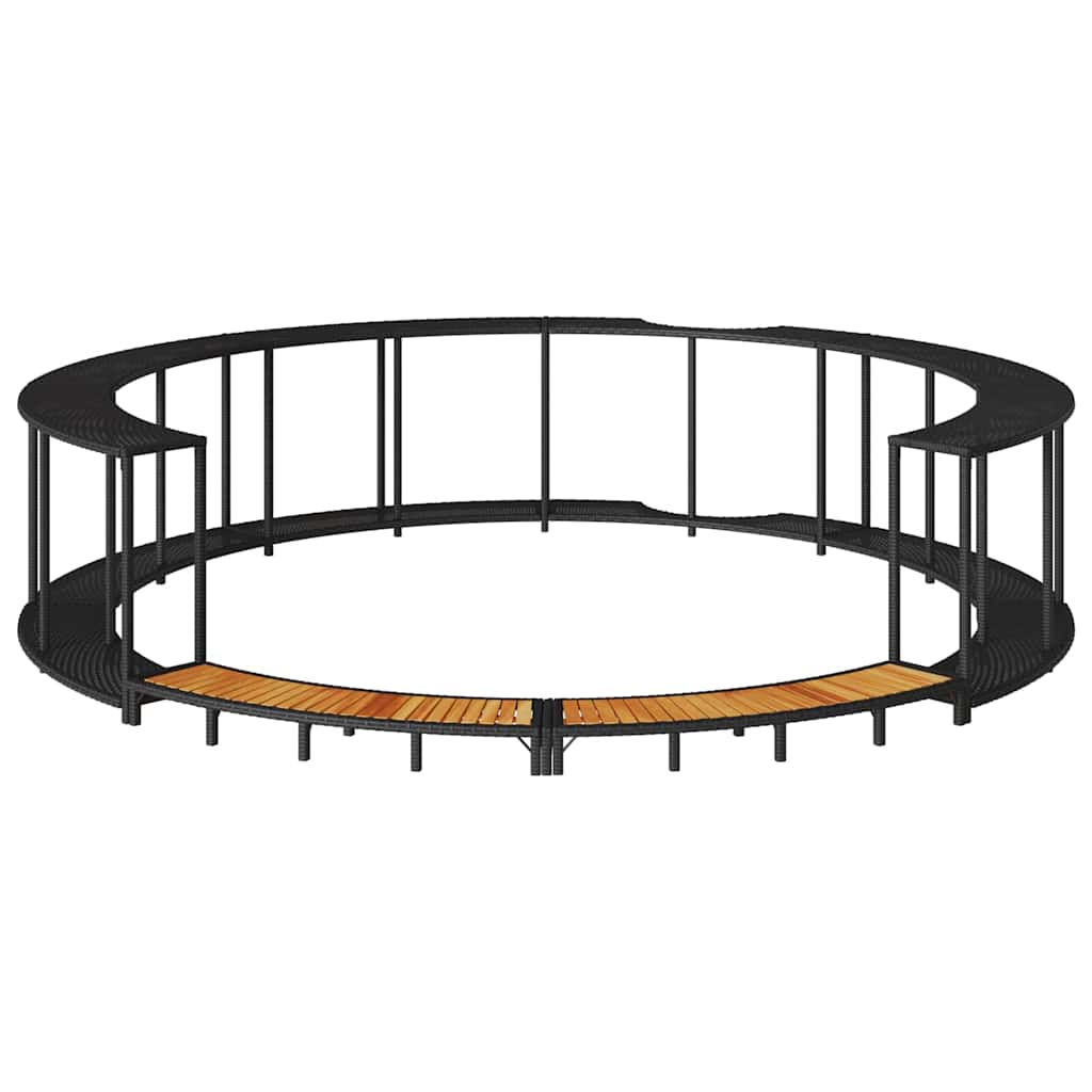 Whirlpool-Umrandung mit Stauraum Holztreppe Schwarz Poly Rattan