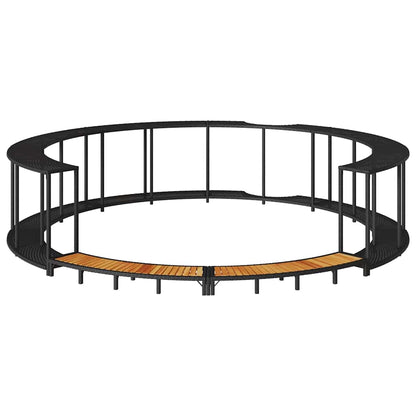 Whirlpool-Umrandung mit Stauraum Holztreppe Schwarz Poly Rattan