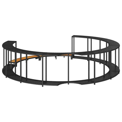 Whirlpool-Umrandung mit Stauraum Holztreppe Schwarz Poly Rattan