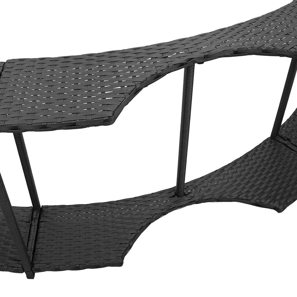 Whirlpool-Umrandung mit Stauraum Holztreppe Schwarz Poly Rattan