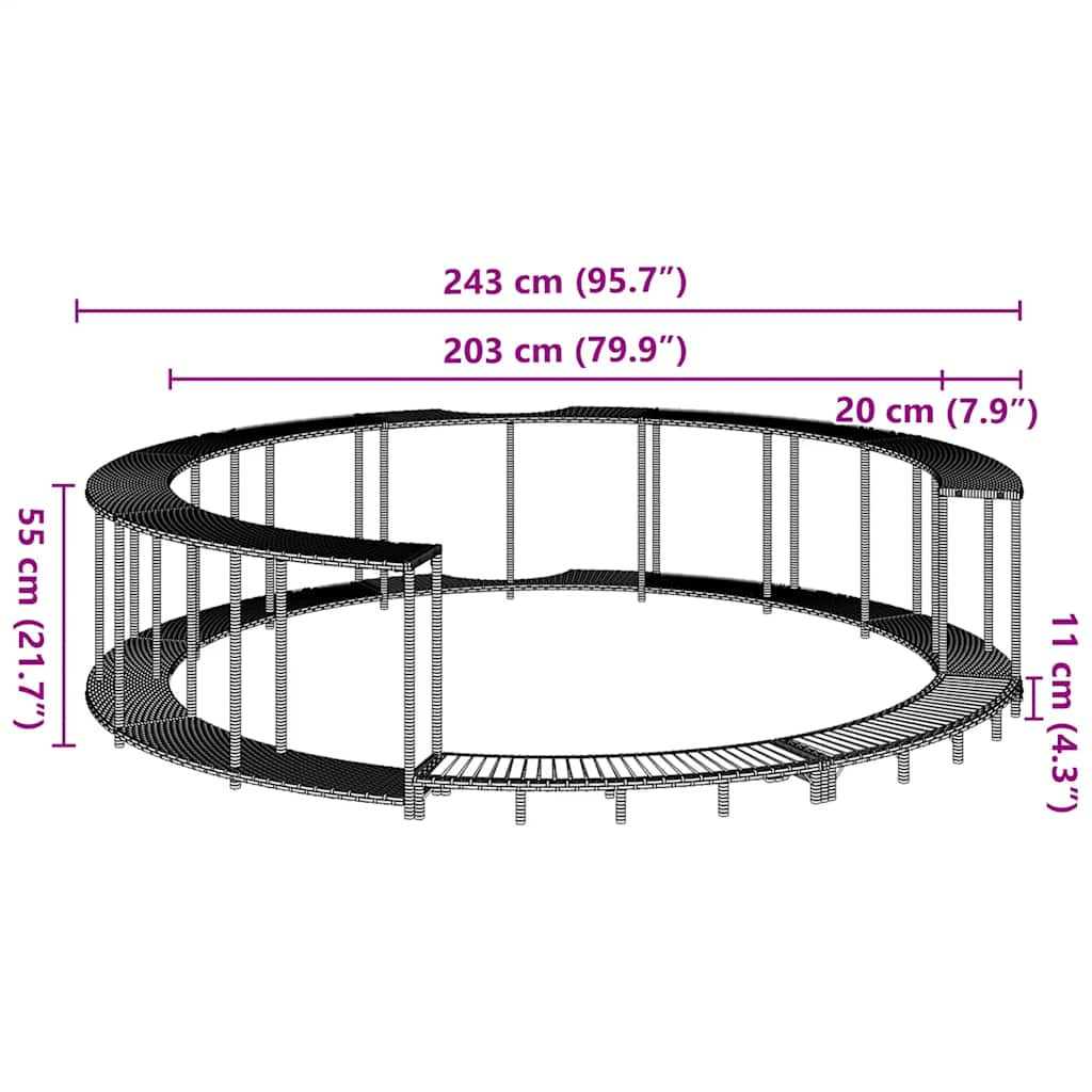 Whirlpool-Umrandung mit Stauraum Holztreppe Grau Poly Rattan