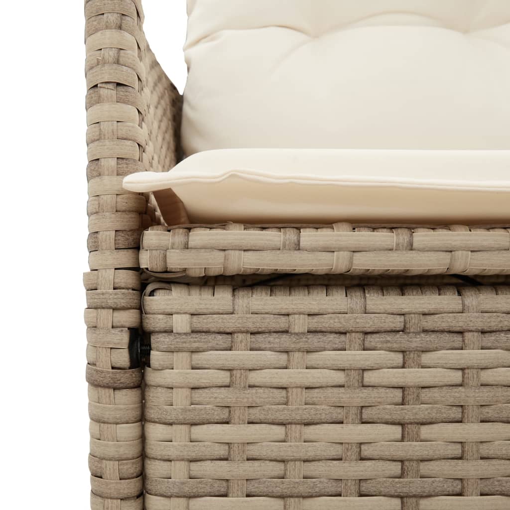 Gartensessel mit Kissen Verstellbar Beige Poly Rattan