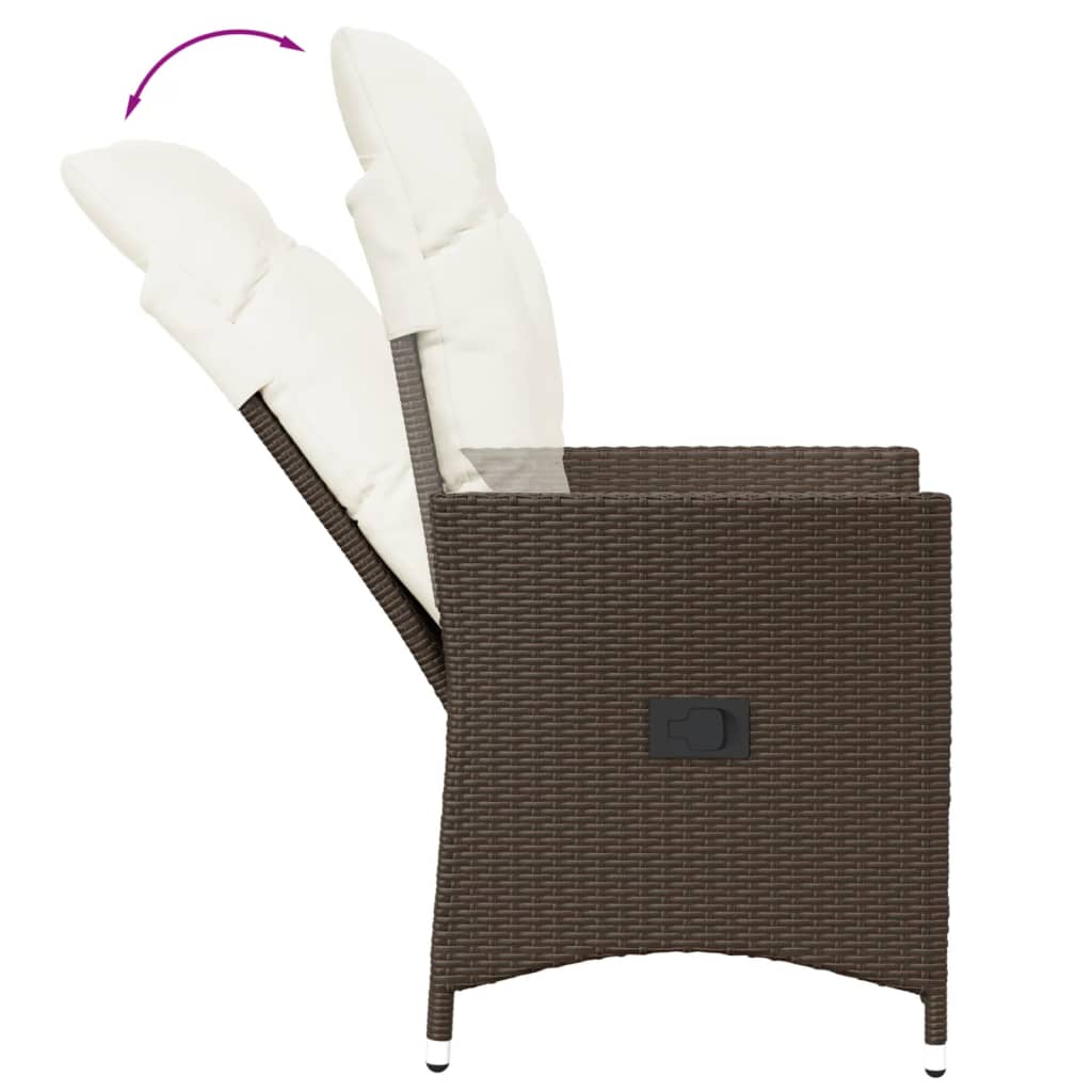 Gartensessel mit Kissen 2 Stk. Verstellbar Braun Poly Rattan