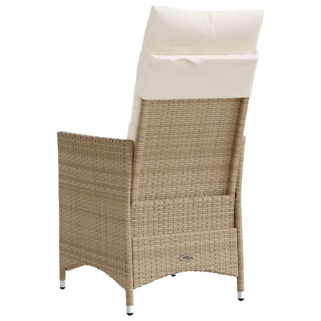 Gartensessel mit Kissen 2 Stk. Verstellbar Beige Poly Rattan