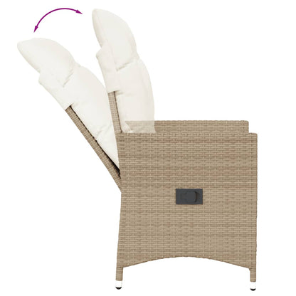 Gartensessel mit Kissen 2 Stk. Verstellbar Beige Poly Rattan