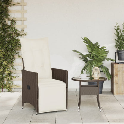 Gartensessel Verstellbar mit Kissen Braun Poly Rattan