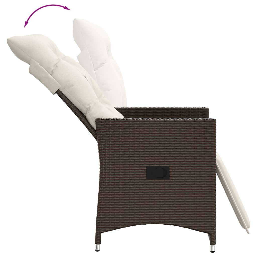 Gartensessel mit Kissen 2 Stk. Verstellbar Braun Poly Rattan